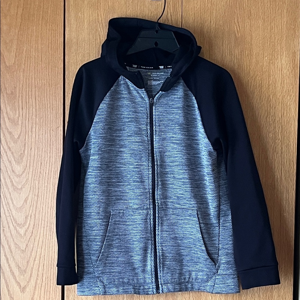 TekGear warm tek size 14 full zip Black 
 Gray Hoodie Fleece lined pockets VGUC